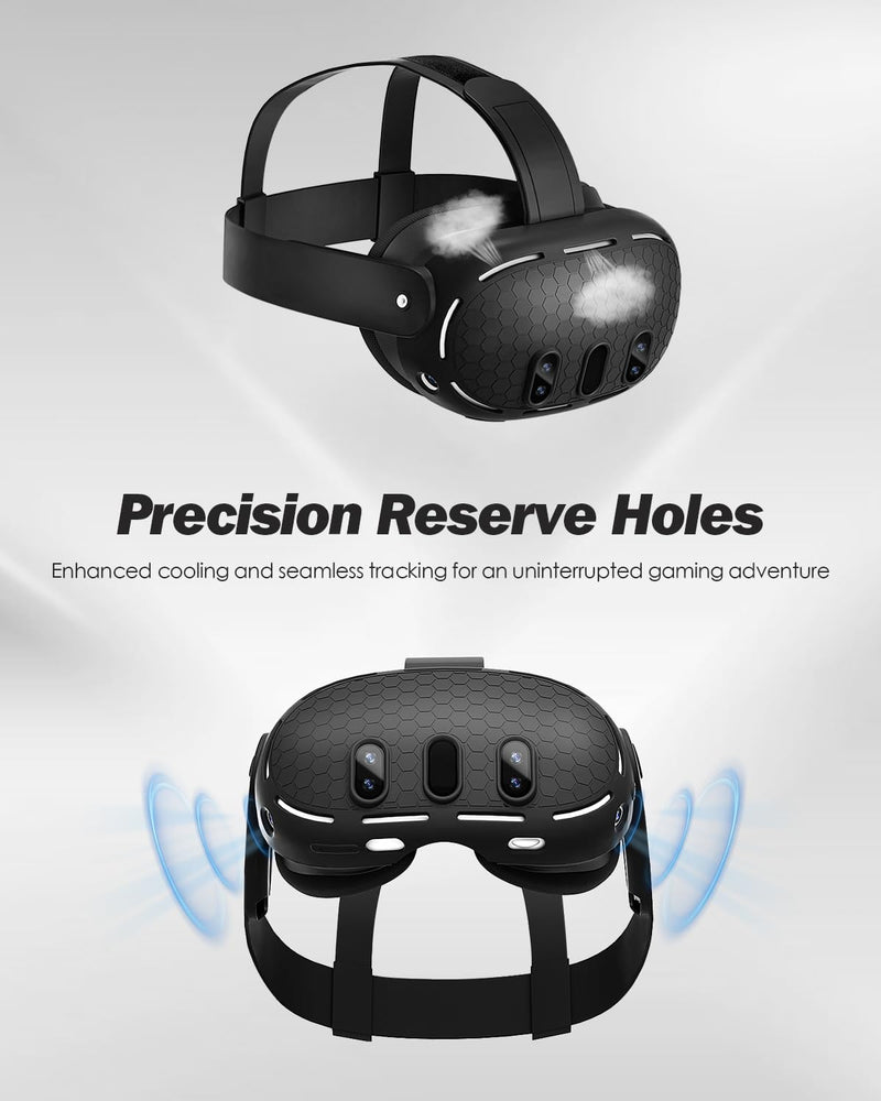 SUPERUS Silicone Head Strap & Protector Cover for Meta/Oculus Quest 3 Accessories - Latest All-in-One Design, Adjustable Lightweight Elite Strap Replacement Compatible with Meta/Oculus Quest 3