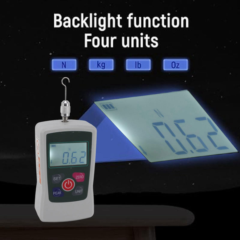 500N Digital Force Gauge, Pressure Pull Dynamometer, Handheld Pressure Tension Gauge with Unit Switching, Backlit Display and Automatic Shut-Off