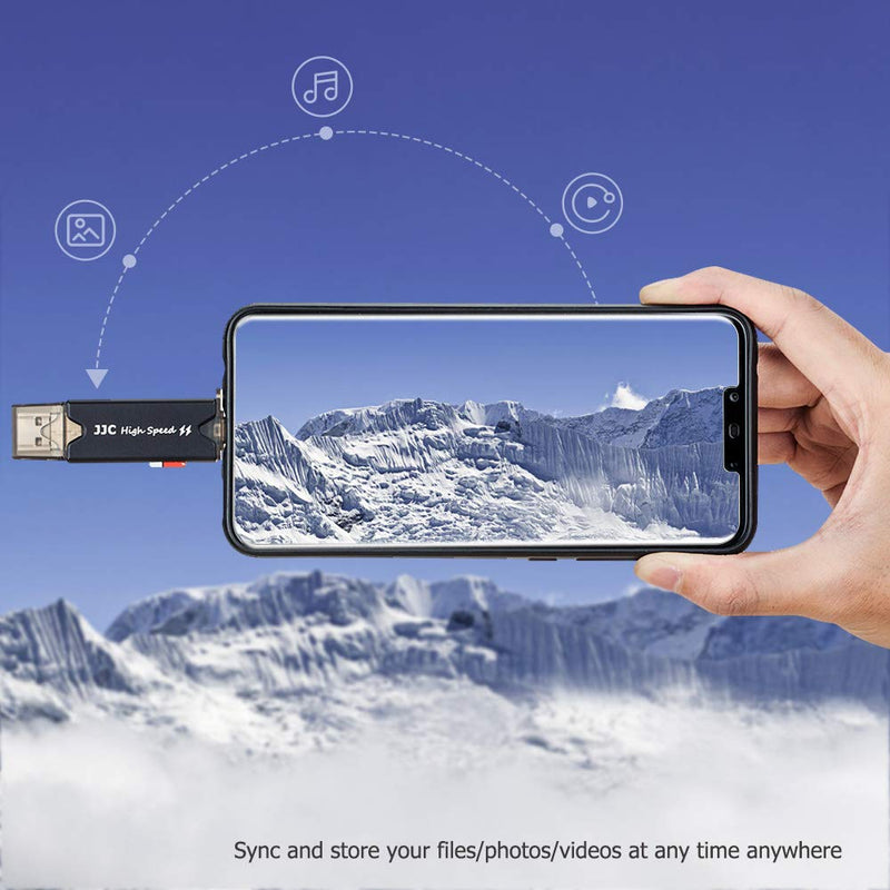 JJC USB 3.0 SD Micro SD Card Reader with Storage Case, USB C USB A Plus OTG for SD SDHC SDXC Micro SD Micro SDHC Micro SDXC TF Memory, Compatible with Computer, Laptop, OTG Enable Phone and Tablet USB 3.0 Reader with Storage Case