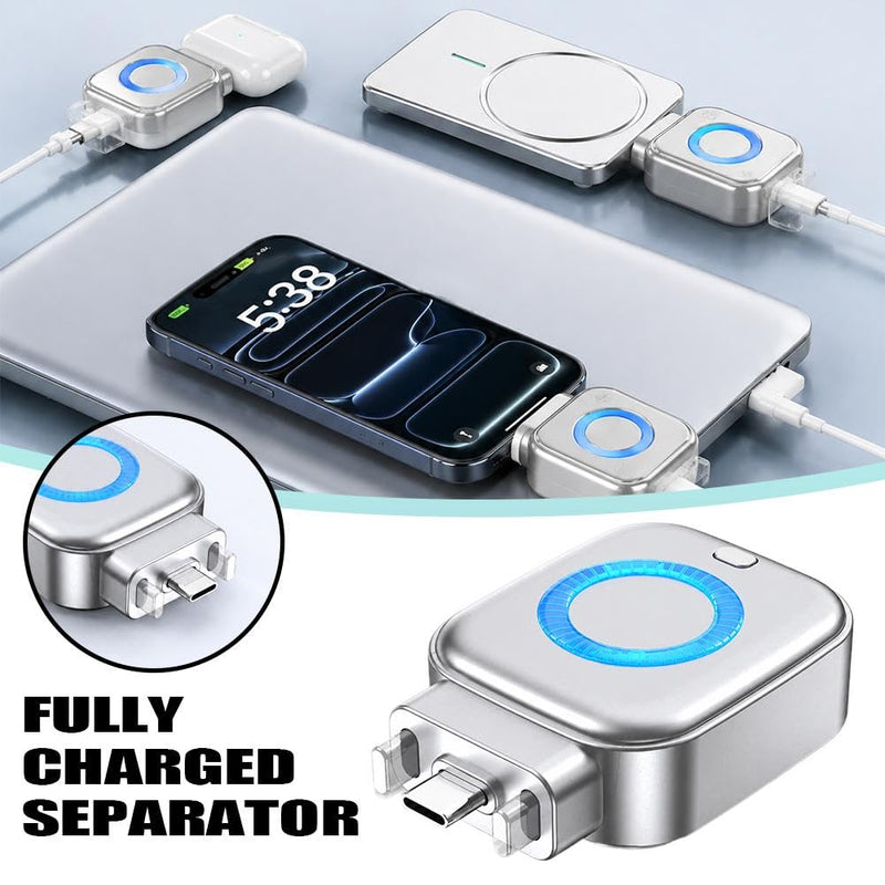 140W Fast Charging Auto Disconnect Adapter, Smart Battery Protection Charger Splitter, Full Charge Auto Cut-Off, LED Indicator, Compatible with iOS, Android, Tablets