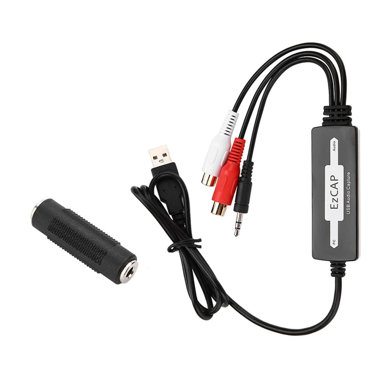 [AUSTRALIA] - USB Audio Capture Recorder Card Converts Turntable LP/Cassette Tape Audio to MP3/WAV Digital Music Converter Adapter, Support/Vista/7/8/8.1/10 and 