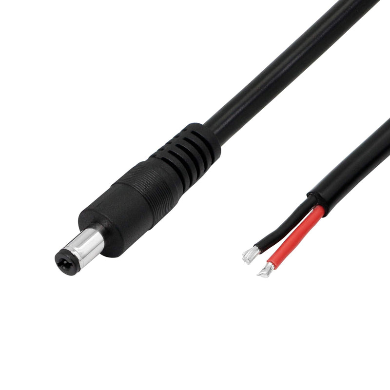 DC Power Pigtails Cable,3FT DC 5.5MM x 2.1MM Male Plug to Bare Wire Open End Power Wire Supply Repair Cable,16 AWG Barrel Connector Pigtail for CCTV Security Camera,DVR,LED Strip Light Etc-2 Pcs(M)