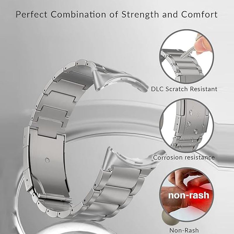 Titanium Band Compatible for Google Pixel Watch 5/4/3 45mm Bands,Titanium Metal Strap for Pixel Watch 5/4/3/2/1 41mm Accessory Replacement for Men silver