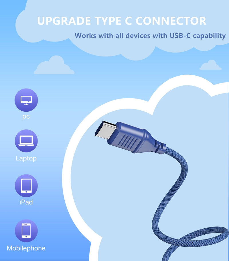 [AUSTRALIA] - Upgrade USB Type C Kids Headphone for School, 94dB Safe Volume Limited, HD Stereo Sound, Foldable Lightweight On-Ear Headphones for Boys/Girls/Students/Tablet/Travel (Dark Blue) Dark Blue 