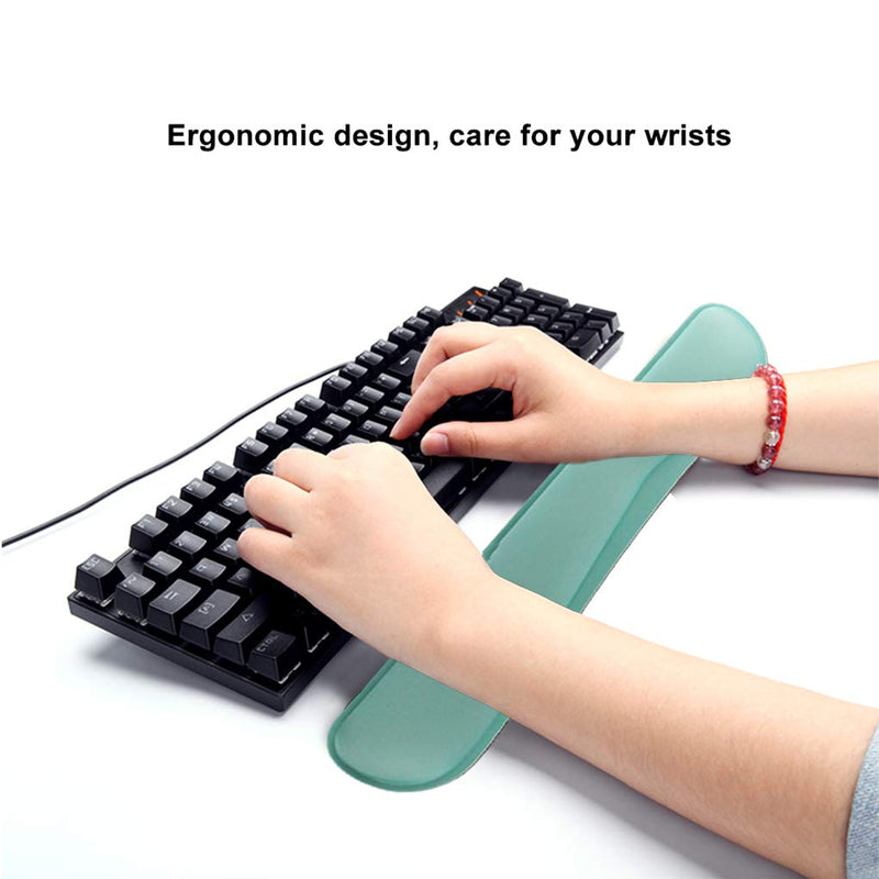 Poualss Memory Foam Set Keyboard and Mouse Wrist Pad Rest,Cushion Support for Office,Gaming,Computer,Laptop and Mac,Pain Relief& Easy Typing (Mint Green) Mint Green