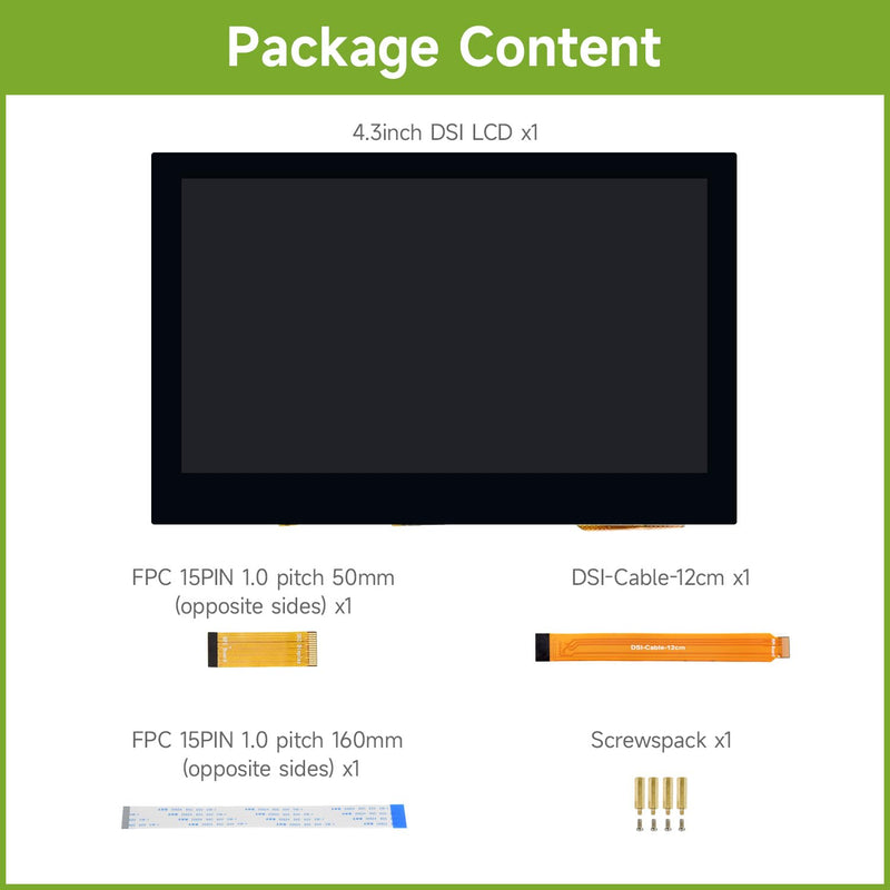 [AUSTRALIA] - waveshare 4.3inch Capacitive Touch Display Compatible with Raspberry Pi 5/4B/3B+/3A+/3B/2B/B+/A+/CM3/3+/4 800×480 Resolution IPS Wide Angle MIPI DSI Interface 4.3inch DSI LCD 