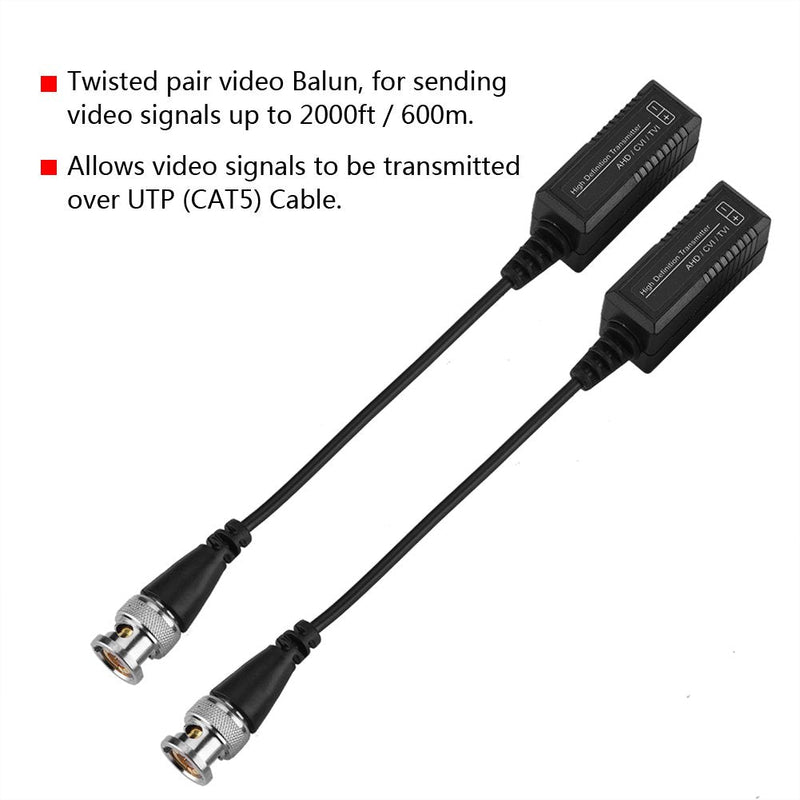 1 Pair HD CVI/AHD/TVI Passive Transceiver Adapter Transmitter Video Balun CCTV UTP BNC Cat5 for Tv, Video & Home Audio