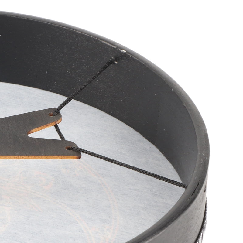 Shaman Drum 10 Inch Wood Frame Drum with Drum Stick Vegetarian Shaman Hand Drum Sound Healing Tool For Spiritual Music, Reflection(Black)