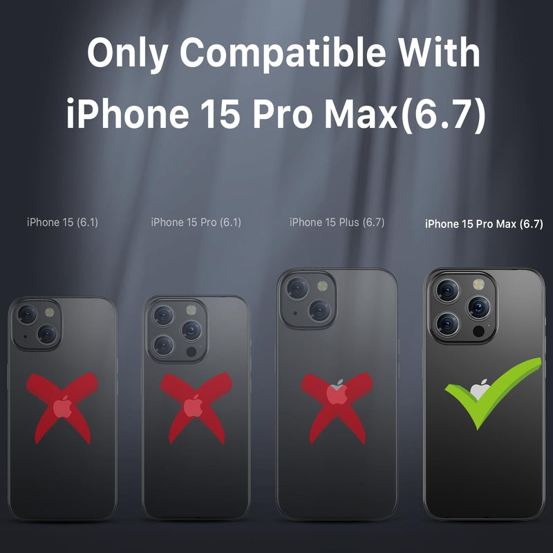M MYBAT PRO Maverick Series for iPhone 15 Pro Max Case with Belt Clip Holster,[Compatible with Magsafe] w/Screen Protector,Anti-Drop,Shockproof,with 360°Rotating Kickstand,Heavy Duty Protection Black