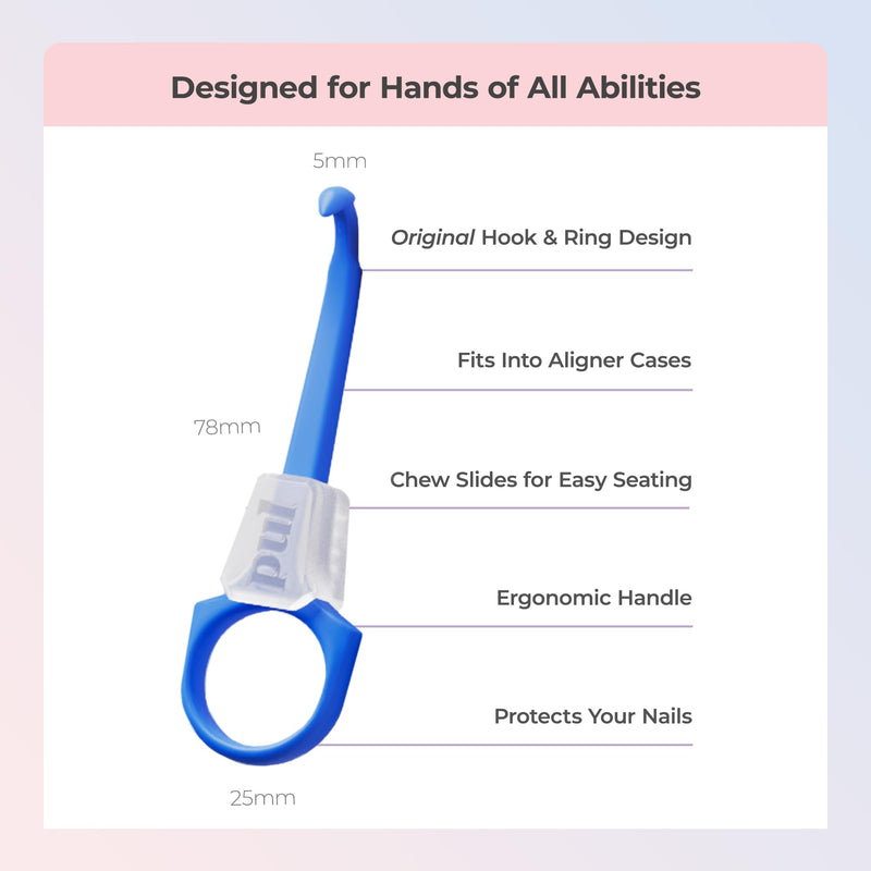 [AUSTRALIA] - PUL Pack of 4 Reusable 2-in-1 Aligner Seating Chewie & Removal Tool — Compatible with Invisalign, Removable Braces, Retainers, Trays – Easy-to-Use Remover & Chew, Dental & Oral Hygiene Care – Blue 4 Pack 