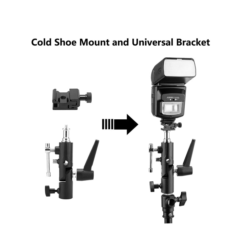 [AUSTRALIA] - Camera Flash Bracket with Cold Shoe Mount, Solid Metal Material, Adjustable Speedlite Swivel Light Stand Bracket with Umbrella Holder,1/4 to 3/8 Adapter Screw for Flashes Studio LED Lights 