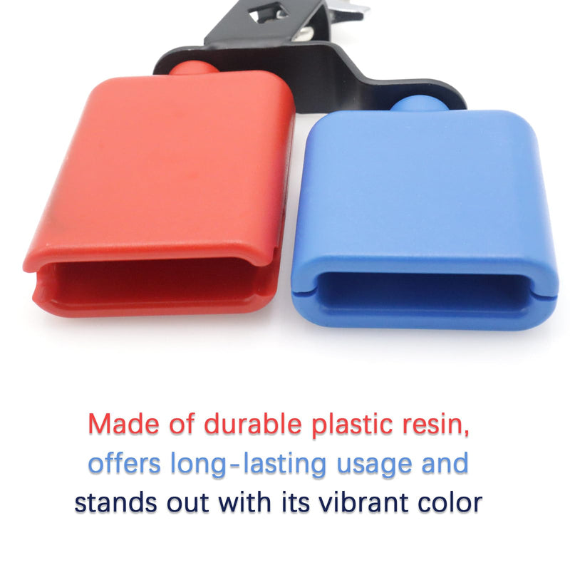 Plastic Jam Block, High and Low Tones Bicolor Cowbell, Latin Percussion Instrument Kit, Dual Mounted Bell for Drum Set, Medium Size, Red-Blue