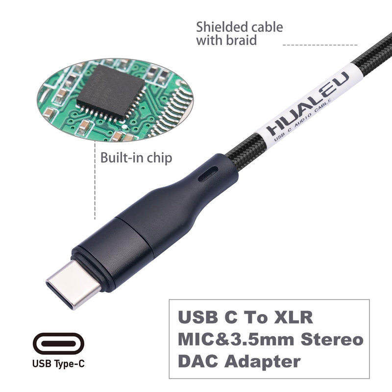 10FT USB C to XLR Female Microphone Cable & 3.5mm (1/8") Female Stereo Out Adapter,USB C to 3.5mm Headphone Cable&XLR Female Microphone Record Cable for iPhone 15 Garageband,Tablet,Laptop 10 feet