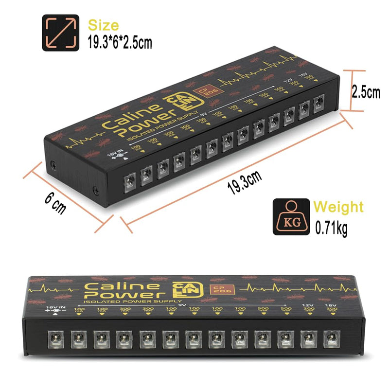 Caline Guitar Pedal Power Supply, True Isolated Pedalboard Power Supply with 12 Outputs, Noiselessly CP-206 12 ports
