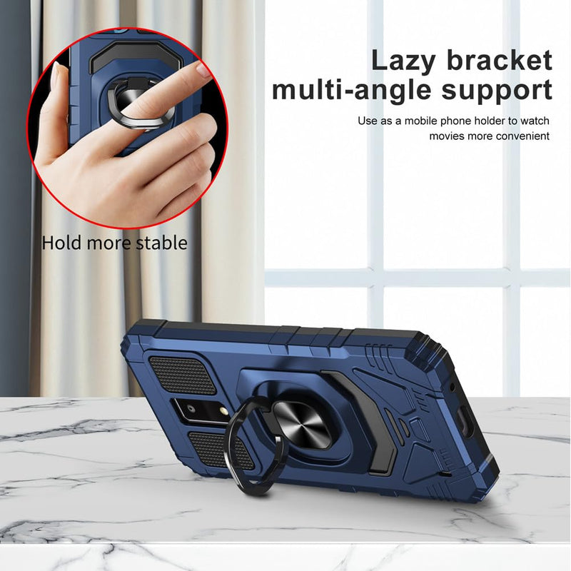 for Blu View 4 Case with 1 Pack Screen Protector,Dual Layer Hybrid Heavy Duty Defender Protection,Sleek Rugged Reinforced Cushion Corner Kickstand Shockproof Bumper Cover for Blu View 4 B135DL Blue