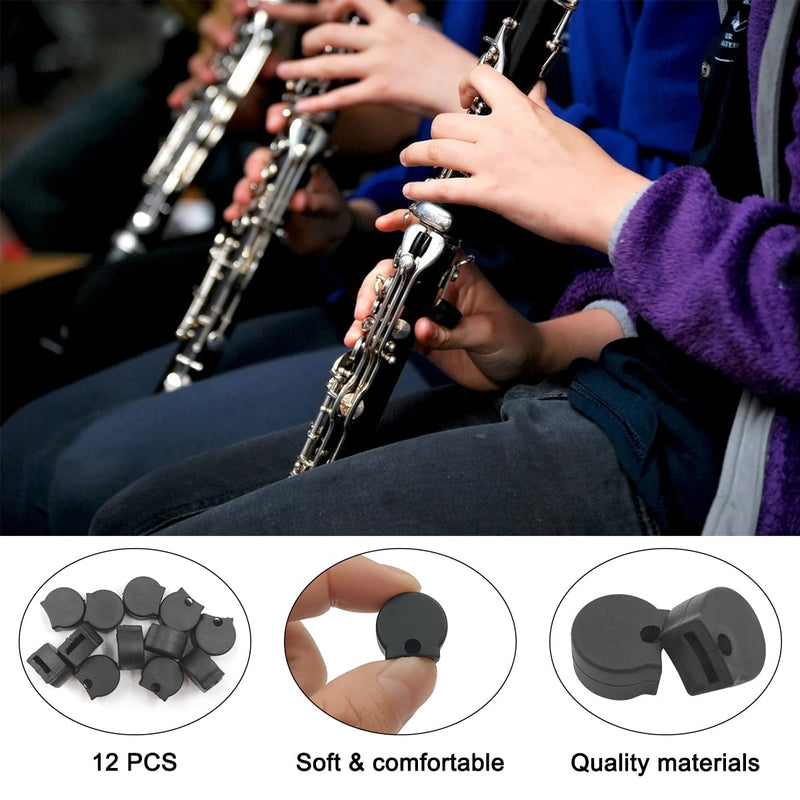 12 Pack Rubber Clarinet Thumb Rest Cushion Protector Fit for Most Clarinet, Clarinet Thumb Rest Cushion, Black