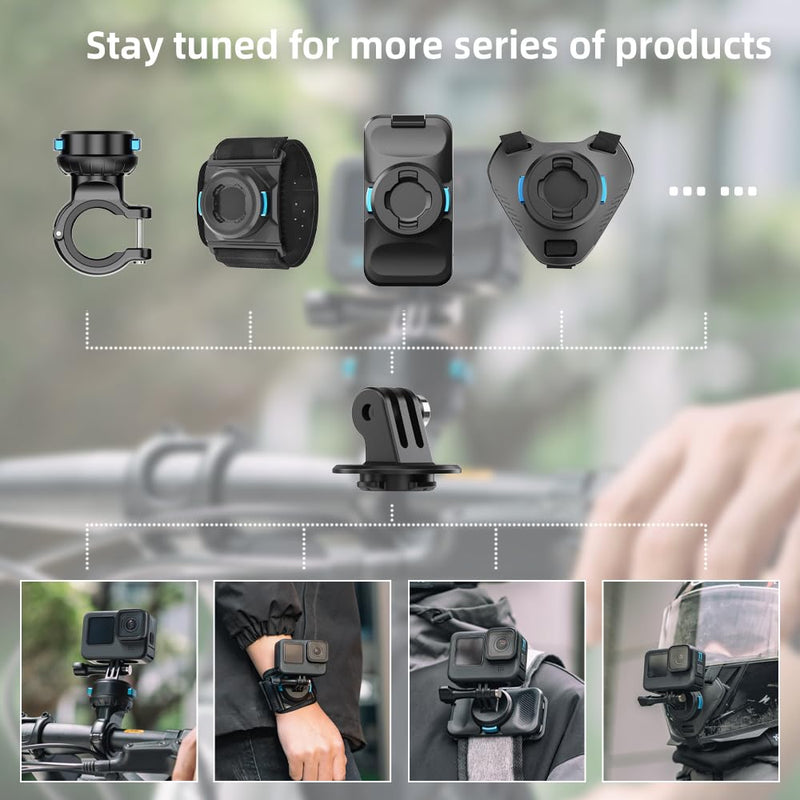 [AUSTRALIA] - SUREWO Magnetic Quick Release Handlebar Bike Pole Mount, Motorcycle Handlebar Clamp Mount with Shock-Absorbing Base Compatible with Go Pro Hero 13/12/11/10/9/8/7 Black,DJI Osmo Action 5 pro/4/3 Plastic 