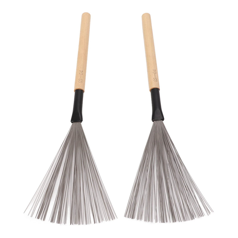 1 Pair Drum Stick Brushes,Maple Wooden Handle Drum Wire Brushes For Rock Band, Jazz Folk, Drummers,Beginners, Students(Wood) Performance Accessory