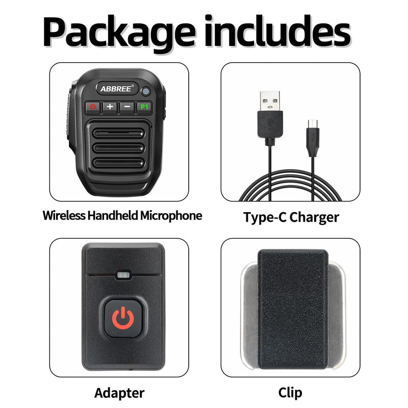 ABBREE Ham Radio Wireless Handheld Speaker Mic, 2 Pin Shoulder Microphone for Baofeng 5RM UV-5R,BF-F8HP PRO,AR-152,K5PLUS,GM-15Pro,UV-5G Plus UV-32 GM21 Walkie Talkie Accessories (Black) Black
