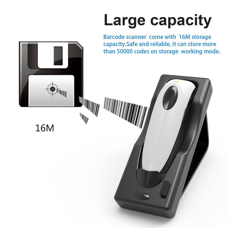 Bluetooth Wireless Handheld Barcode Scanner with Base 2.4G Wireless+USB Wired 1D 2D Barcode Scanner QR PDF417 Data Matrix UPC Rechargeable Bar Code Scanner for Laptops/PC/Android/Apple iOS