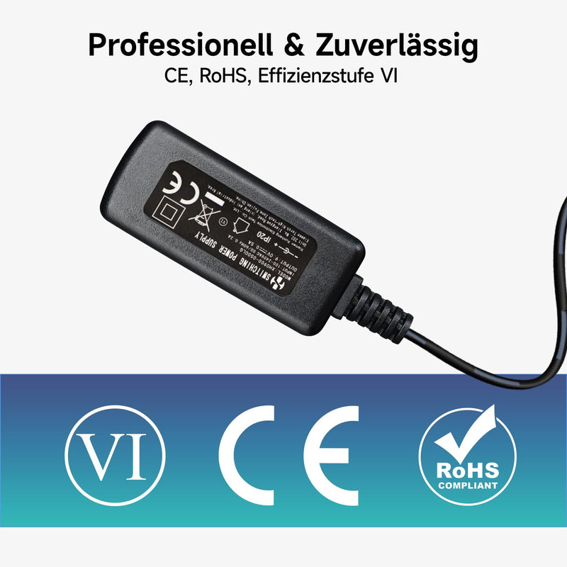 Power Supply Adapter 9V 0.5A 4.5W 1.8M AC DC Switching Adapter (Input 100-240V, Output 9V 0.5A) DC 9V 5.5x2.1mm Wall Mount Transformer Plug 9V0,5A