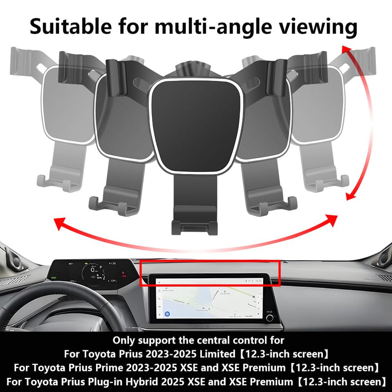 Car Phone Holder For Toyota Prius 2023 2024 2025 2026 Limited，Prius Prime 2023-2026 XSE and XSE Premium【12.3-inch screen】Auto Accessories Navigation Bracket Interior dash board Mobile Cell Mount case for Prius / Prius Prime 2023-2026【12.3" screen】