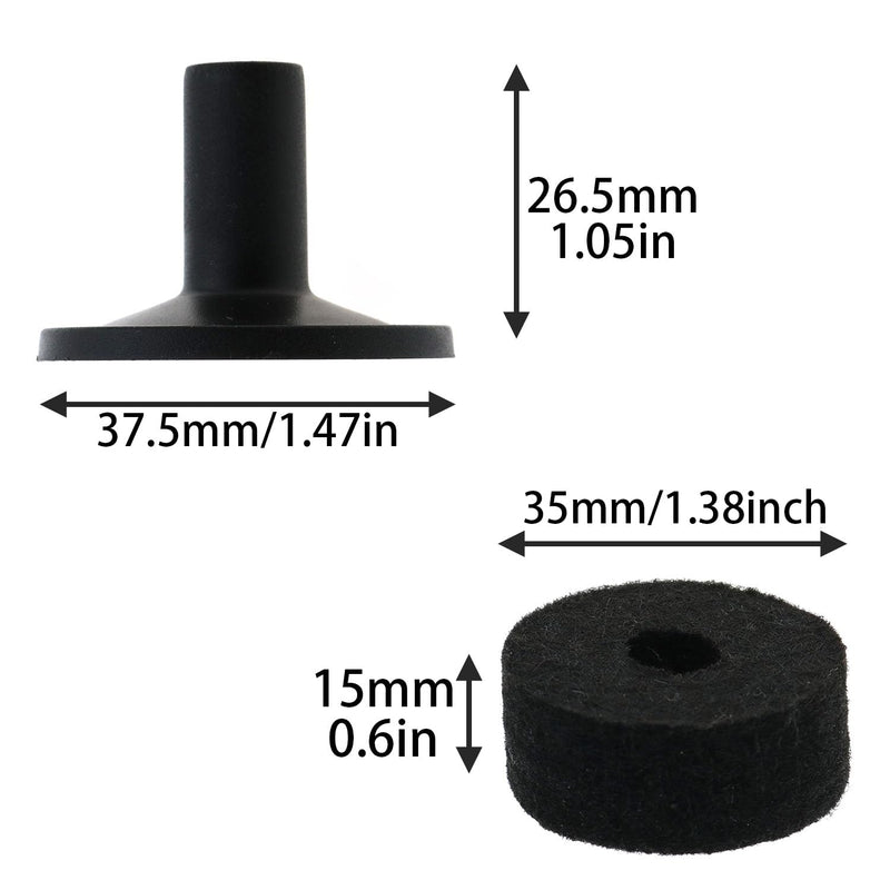 10Sets Cymbal Stand Felt Fisher Kit Plastic Drum Cymbal Stand Sleeves Drum Accessories, Black