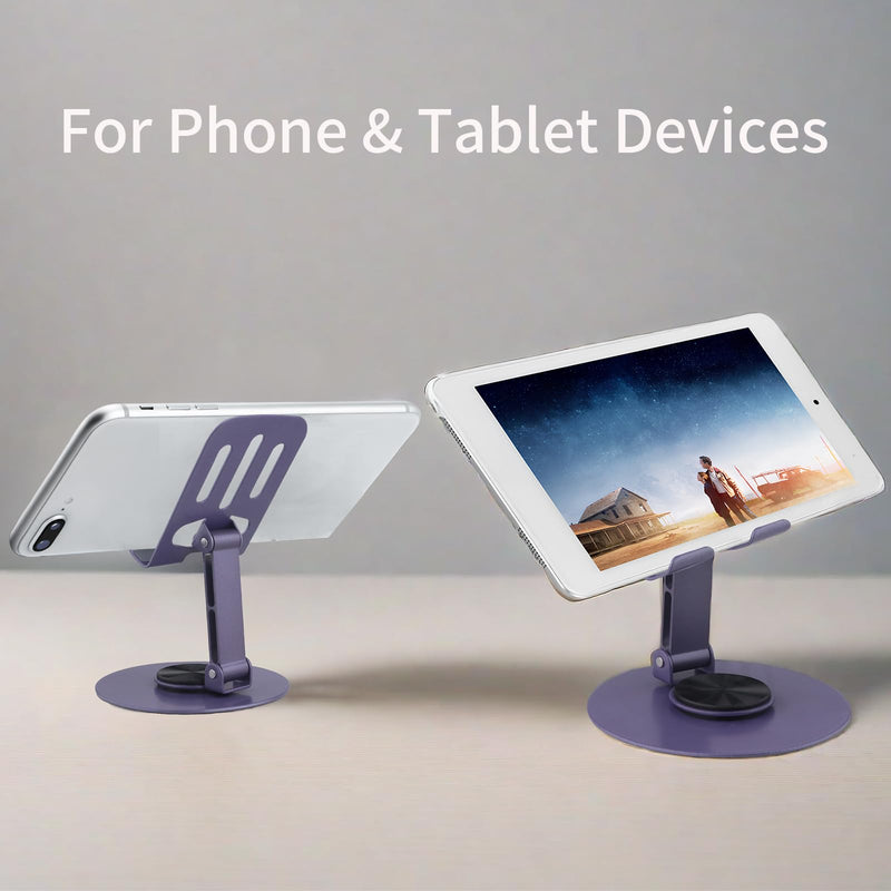 [AUSTRALIA] - Laisesimo 360 Rotating Phone Holder, Fully Adjustable Foldable Cell Phone Stand, Base Stable Non-Slip Desktop Phone Stand, Compatible with iPhone16 15 14 Samsung and Tablet Devices，Purple Purple 