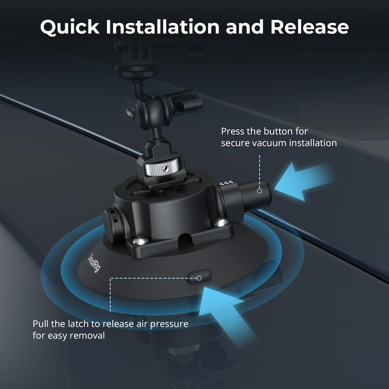 [AUSTRALIA] - SMALLRIG 4.5" Suction Cup Mount with Ball Head Magic Arm, Camera Mount for DJI Osmo Action 5 Pro/4, for Insta360 x5, for Gopro 13/12,on Car Windshield or Window, Compatible with Action Cameras-5855 4.5" 