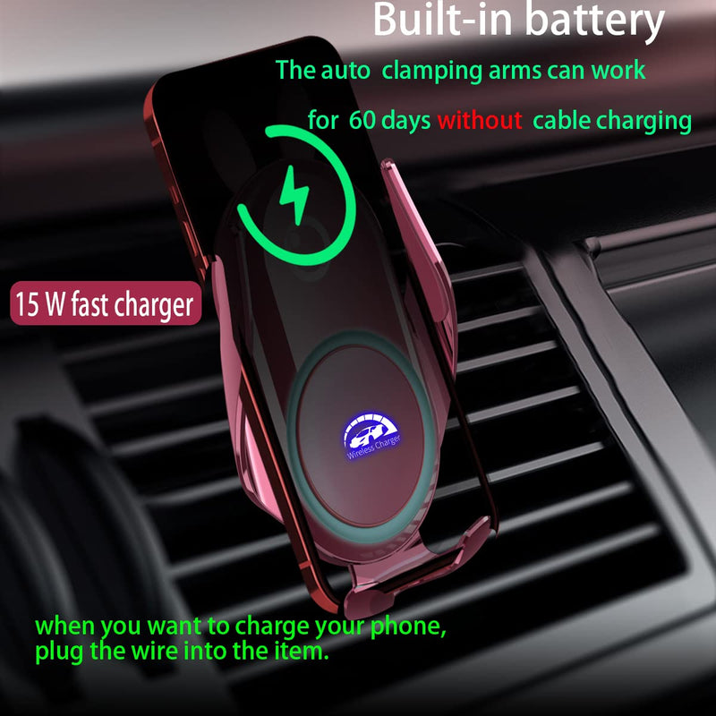 Wireless Car Charger Mount, Auto-Clamping Cute Pink | for car dashboard and vent, pink cute car phone holder , gift for women lady girlfriend birthday anniversary