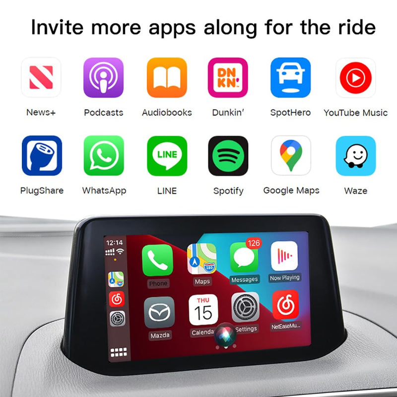 Carplay Adapter Compatible with Mazda 2/3/6/CX3/CX5/CX9/MX5 2014-2021 Year | OEM Hub Retrofit Kit for Mazda Connect System, Fit for Carplay & Android Auto, TK78-66-9U0C LEXXSON