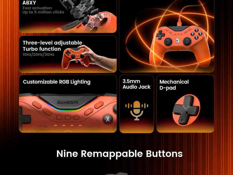 GameSir Tarantula 8K PC Wired Esports Controller for Windows | 8000hz Polling Rate, Gen-2 TMR Sticks, Hall Effect Triggers, 9 Remappable Macro Buttons, Six-Axis Gyroscope, RGB Lighting