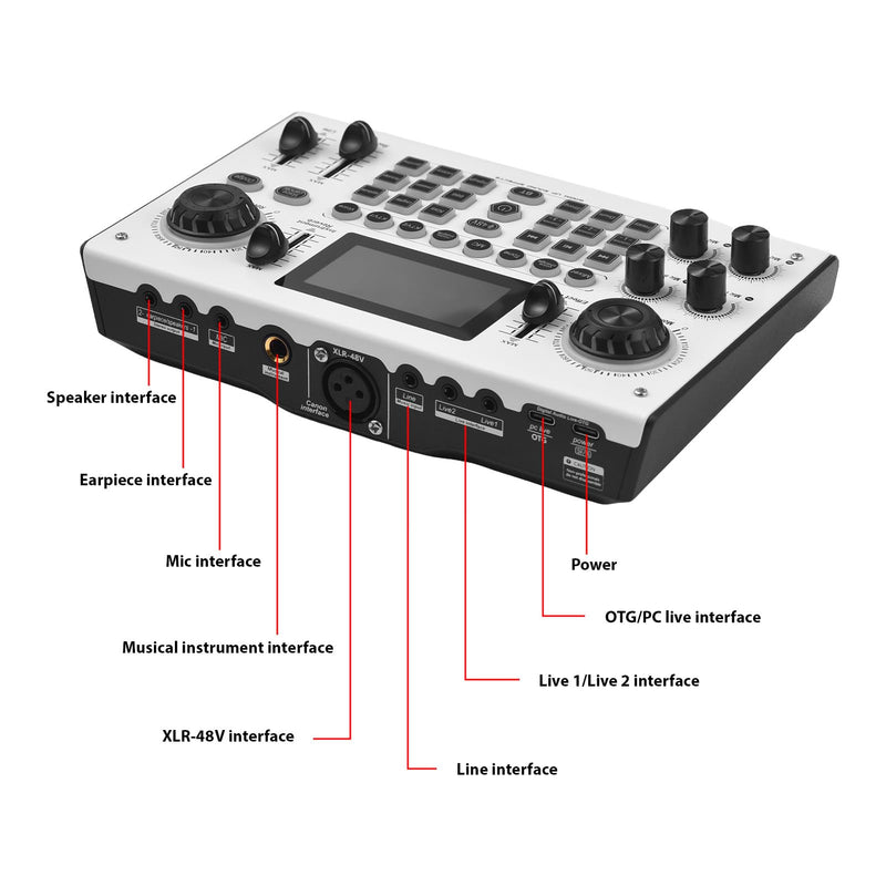 [AUSTRALIA] - Sound Board Audio Mixer 48V Phantom Power Live Sound Card RGB Light BT Wireless Plug and Play for Live Streaming Podcasting Recording Content Create Gaming Rechargeable 