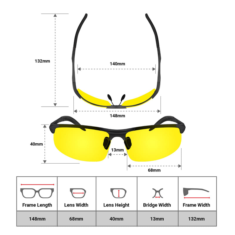 [AUSTRALIA] - BLUPOND Set of 2 HD Day and Night Driving Glasses - Polarized Sunglasses and Yellow Night Vision Glasses With Car Clip Holder 1 Yellow Lens + 1 Black Lens 