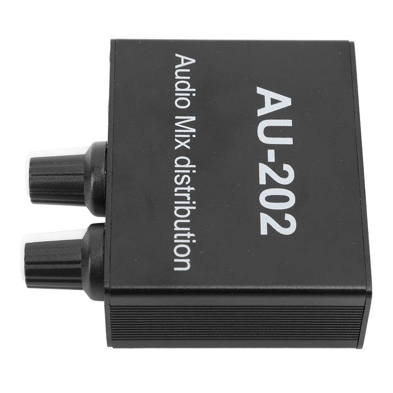 2 Channel Stereo Mixer, 2 in 2 Out Low Noise Independent Volume Control 3.5mm Small Sound Mixer for Headphone DC 5‑24V