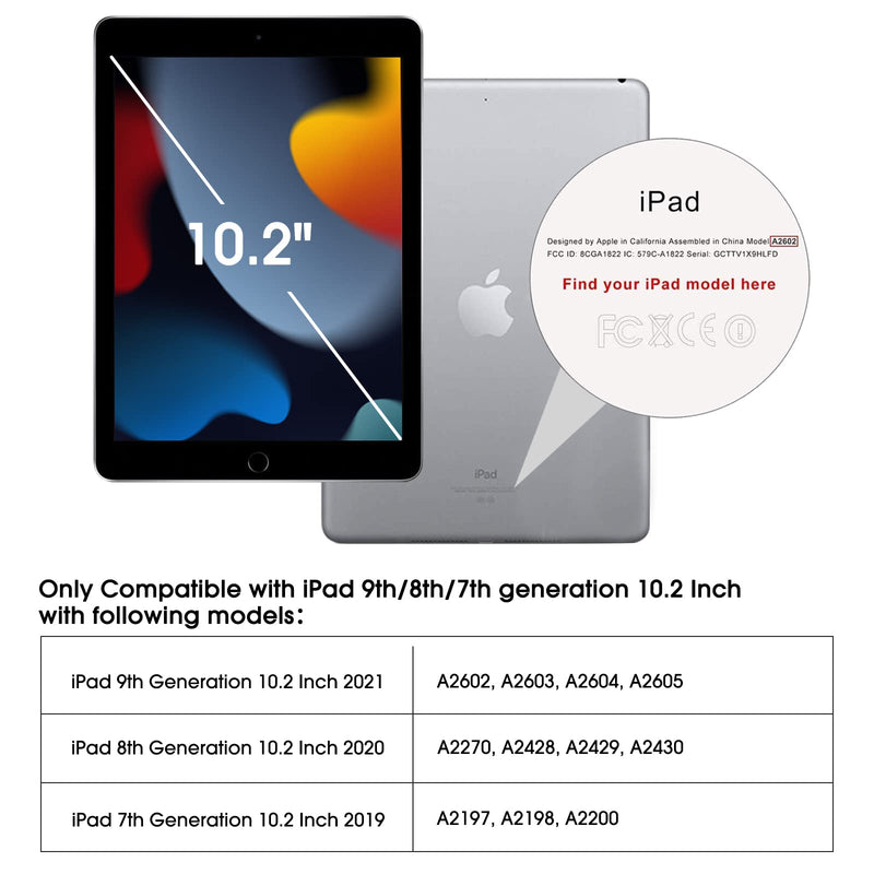 OMOTON [2 Pack] Screen Protector Compatible with iPad 9th 8th 7th Generation (10.2 Inch, iPad 9/8/7, 2021&2020&2019) Tempered Glass/Apple Pencil Compatible
