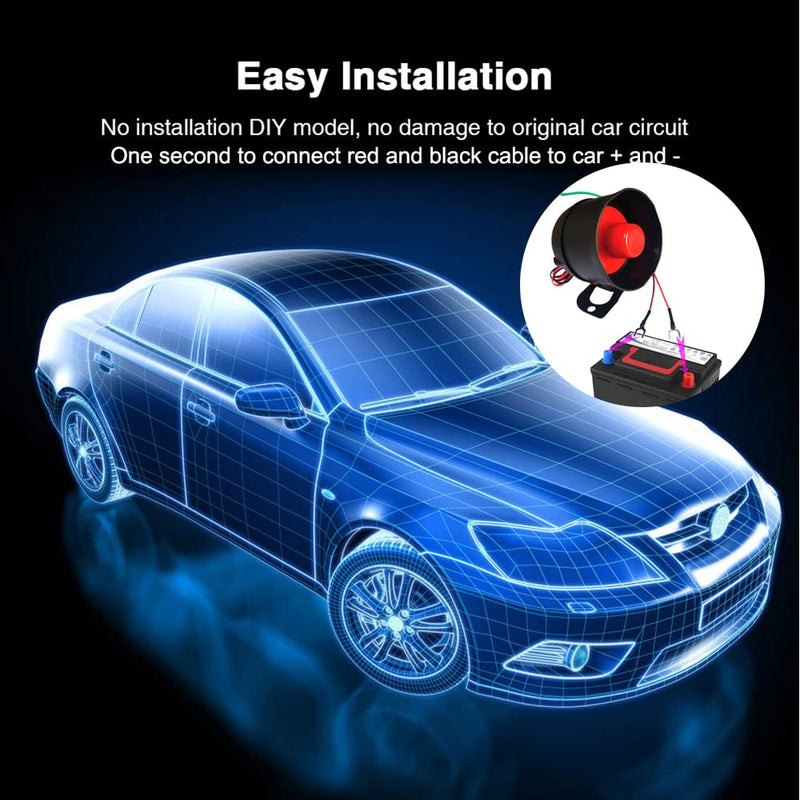DIYV1 1-Way Wireless Car Alarm Vehicle Security System Anti-Theft Burglar Vibration Sensor Horn Siren Universal 12V Auto Anti-Theft Protection System Simple DIY Install Manual Control*2