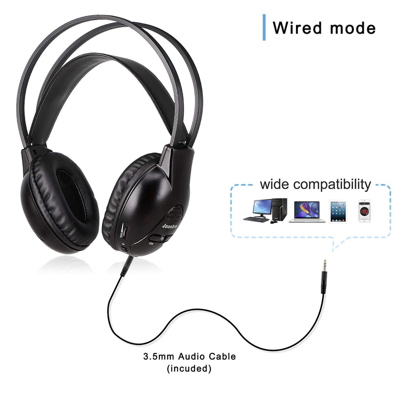 IR Wireless Headphone for uConnect VES, Town & Country, Pacifica, Odyssey, Grand Caravan, Durango, Tahoe, Suburban, Acadia,2 Channel Car DVD Headphones w/AUX Cable, Wireless&Wired,Lightweight 1-Black