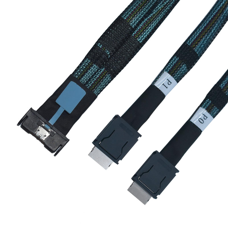 PCIe 5.0 MCIO x8 to Dual Oculink SFF-8611 4i Cable | 2.6 feet(80 cm), 2-Port Oculink 4i