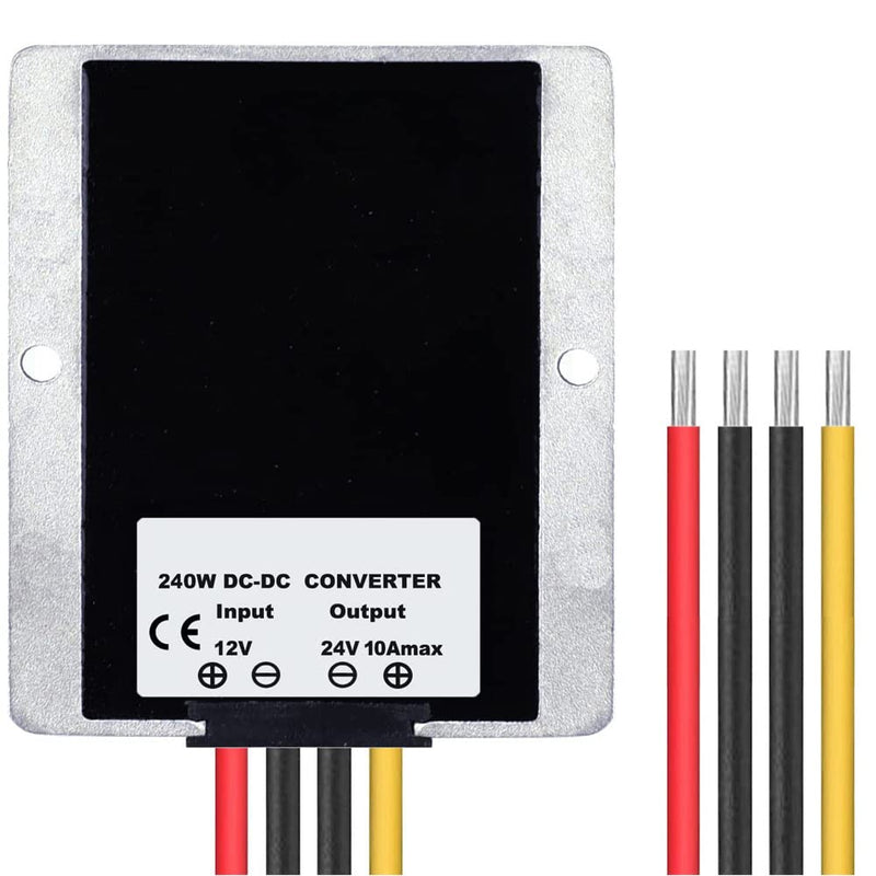 DC Voltage Converter Regulator, DC 12V Step-Up to 24V 10A 240W, Buck Transformer Waterproof 12V to 24V/10A