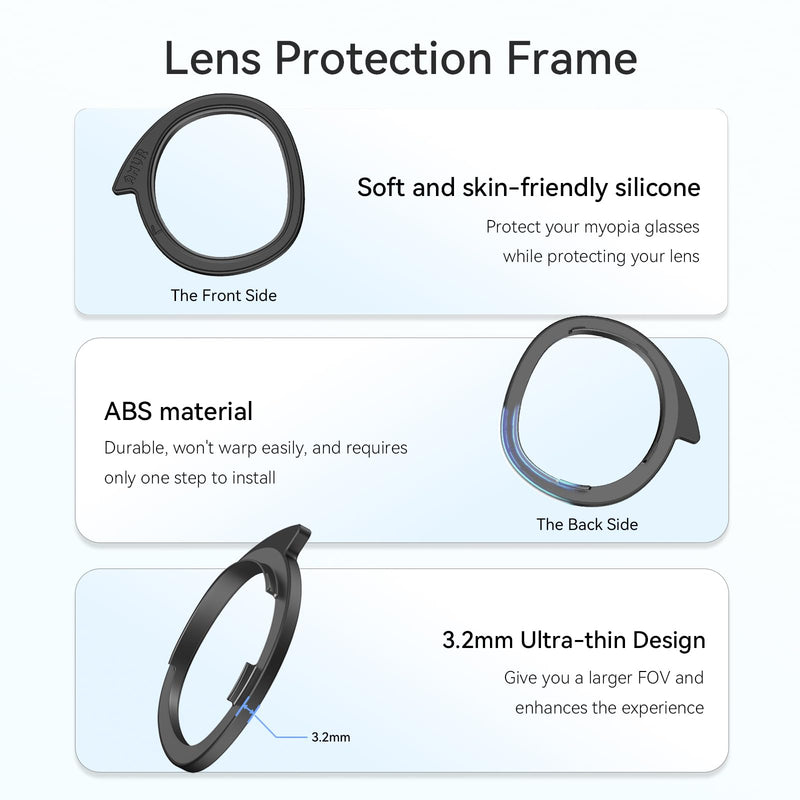 AMVR Golf Club Attachment Compatible with Meta/Oculus Quest 3 Accessories & Lens Protector Set Compatible with Meta/Oculus Quest 3 Accessories,Glasses Spacer for Quest 3 Lenses