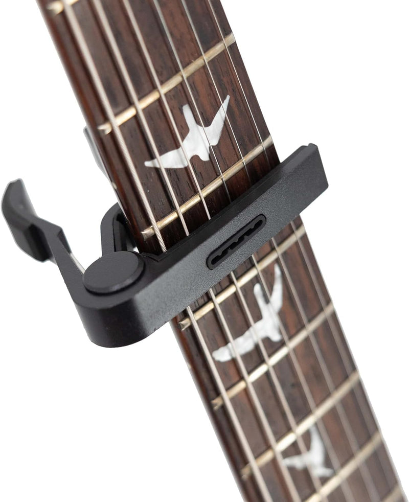 Professional Guitar Capo w/Built-In Pick Holder | Universal Compatibility for Acoustic, Electric & Bass | by AudioMonkey | Includes 6 Picks! (Matte Black)