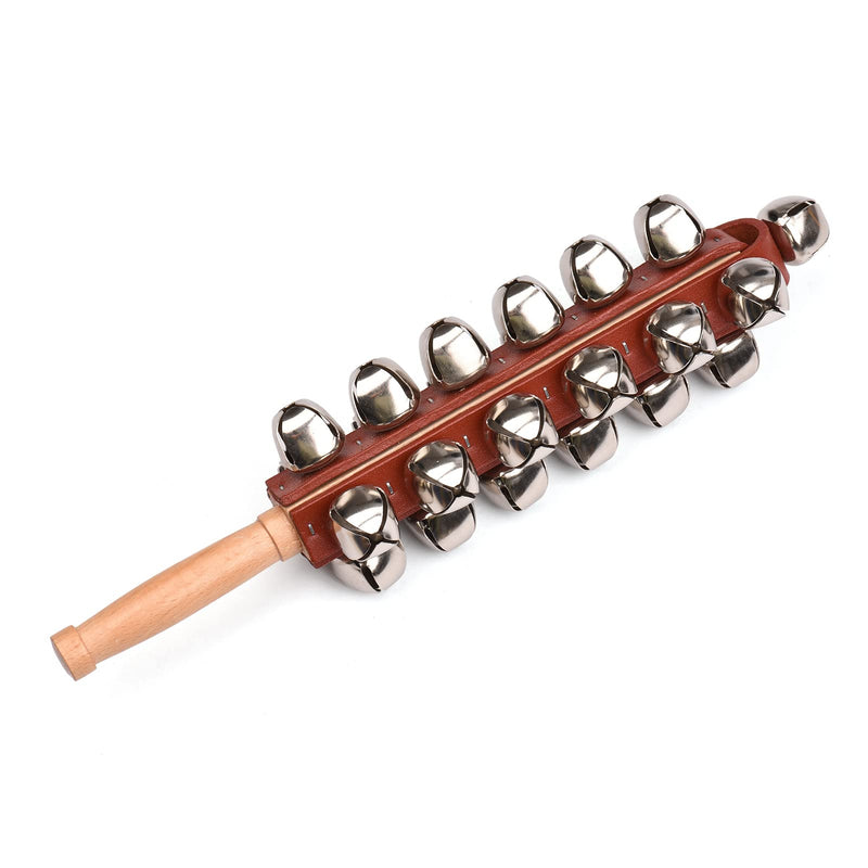 Hand Jingle Bells Hand Sleigh Bells Wooden Shaker Jingle Bells Stick Musical Percussion Instrument Bells for Holiday Home Christmas Decoration