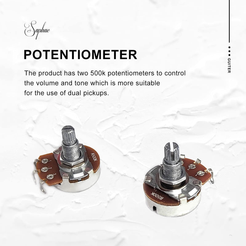 SAPHUE Guitar Wiring Harness, Guitar Prewired Harness Humbucker Wiring Harness Prewired 3 Way Chrome Box Toggle Switch 500K Pots for Electric Guitar with 2 Humbuckers