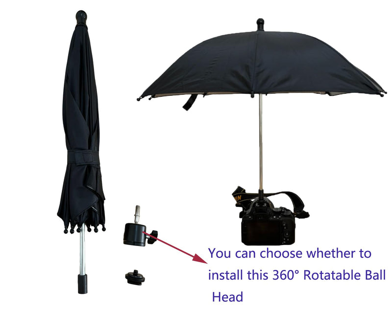 360° Swivel Camera Umbrella with Hot Shoe,Camera Sun Shade,Camera Rain Cover (Large-50cm) Large-50cm