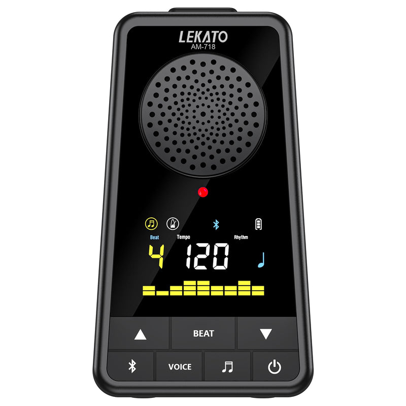 [AUSTRALIA] - LEKATO Bluetooth Speaker Metronome for Guitar Piano Drum, Rechargeable 2-in-1 Electronic Digital Metronome with Vocal Counts, Portable Wireless Speaker Beats Mixer, Black 2-in-1 Bluetooth Speaker Metronome-Black 