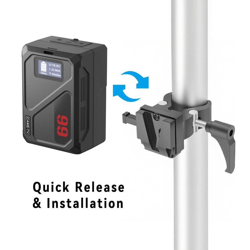 [AUSTRALIA] - V-Mount Battery Adapter with Clamp for Mounting to Lighting Stand and Support Rod 