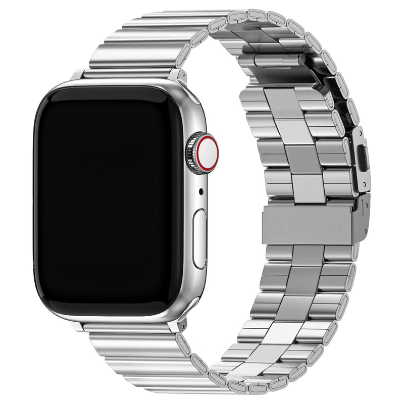 Fullmosa Compatible Silicone Apple Watch Band 45mm Army Green with Case & Compatible Metal iWatch Band 45mm,Silver