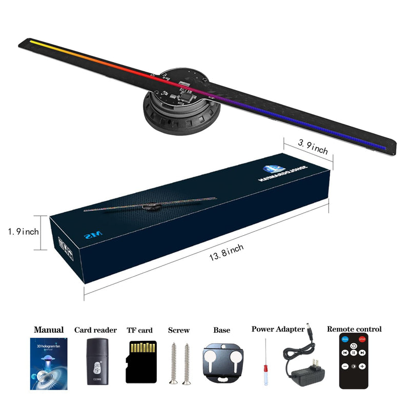 3D Hologram Fan,12.6-Inch Missyou 3D Holographic Projector Advertising Display with Remote and Bluetooth and Splicing,700 Video Library and 224 LED for Business Store Signs,Bar,Casino,Party