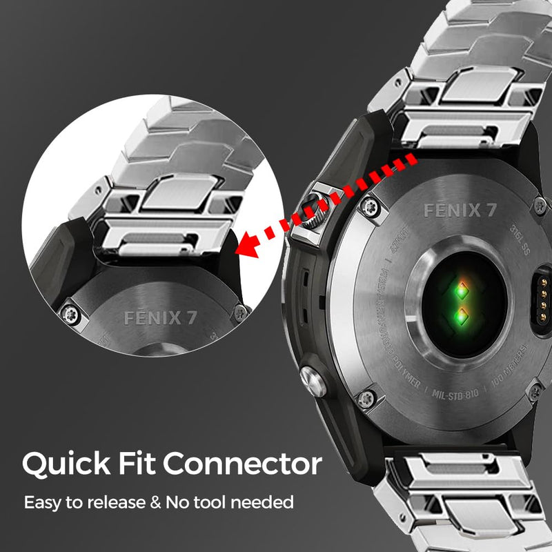 26mm Titanium Magnetic Metal Quick Fit Band Compatible for Tactix 8 51mm/Instinct 3 50mm/Fenix 8 51mm/Fenix 7X Pro,22mm Band for Tactix 8 47mm/Descent G2/Fenix 8 47mm 22mm